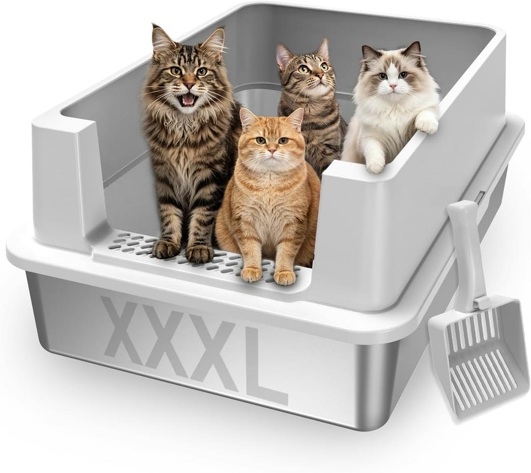 AIPERRO Extra Large Stainless Steel Litter Box for Extra Large Big Cats