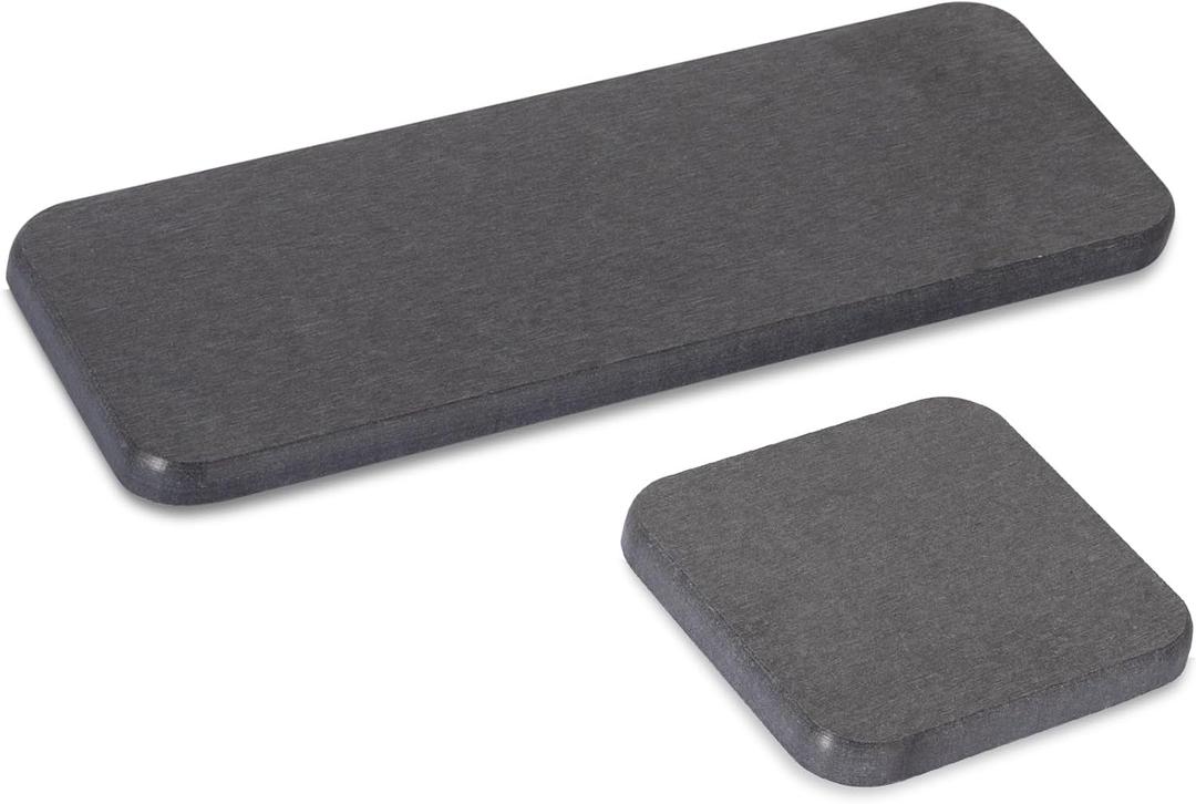 2PCS Water Absorbing Stone Tray for Sink, Diatomite Bathroom Tray Quick Dry Dish Soap Holder Kitchen Sink Organizer for Modern Home Decor - Dark Grey (Small + Large)