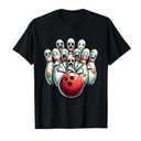 Funny Bowling Pin Faces for Bowling Lover, Men Kids Bowler T-Shirt XL Women
