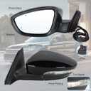 Left Driver Side Mirror Compatible With 2016 2017 2018 2019 2020 2021 2022 VW Passat With Power Folding Power Glass Heated Turn Signal Black Replace#561857507BB9B9(8Pins)