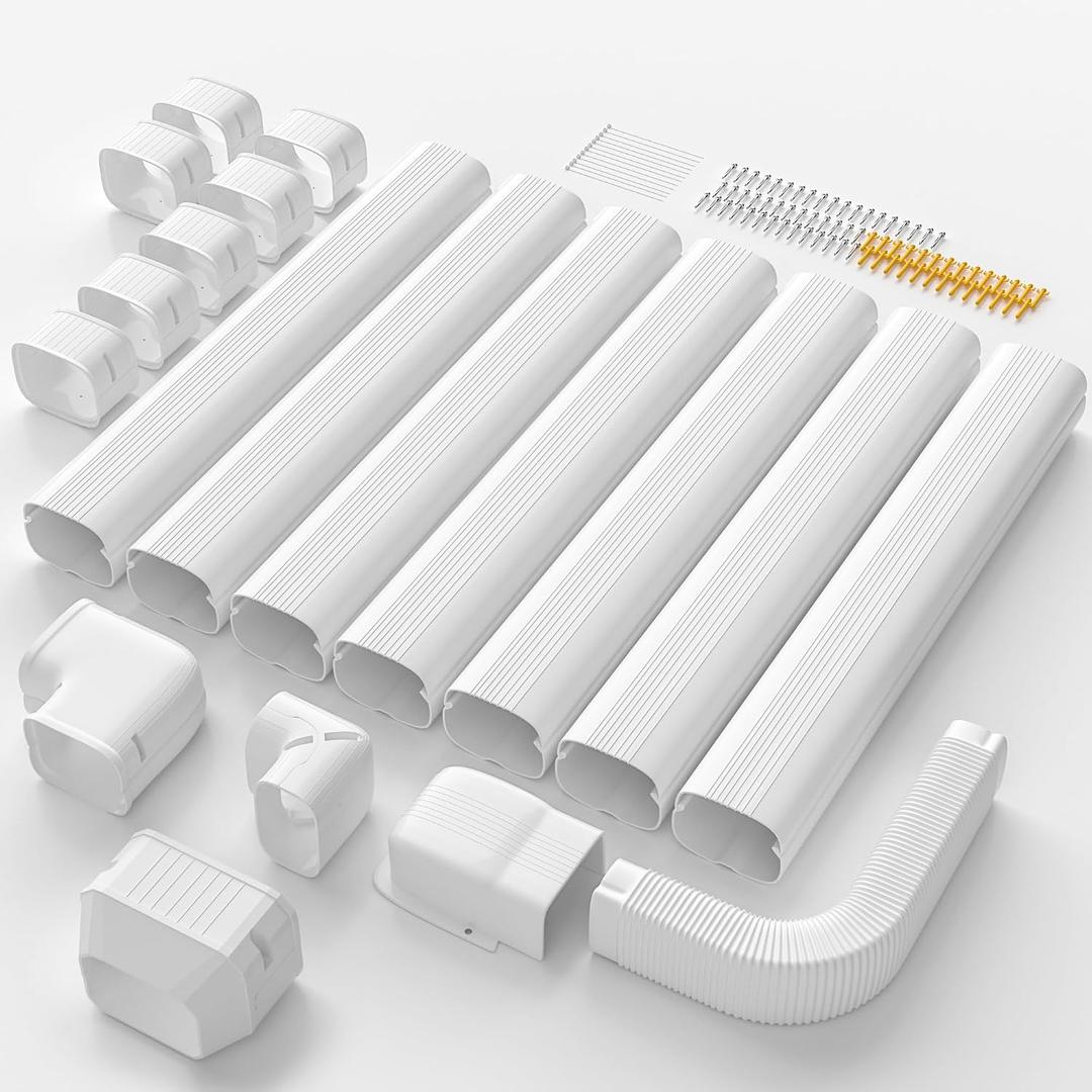 Mini-Split AC Line Set Cover: 5" 26.5 Ft Minisplit Lineset Cover Kit, Line Hide for Mini Split Central AC HVAC Heating System, Waterproof PVC Outdoor Decorative for Mini Spilt Heat Pumps