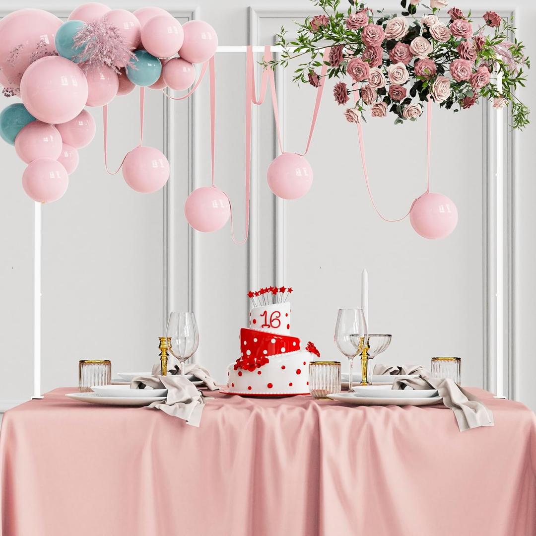 Fomcet Over The Table Rod Stand with Clamps 13"-42'' Tall 29"-98" Length White Metal Adjustable Table Arch for Wedding Birthday Party Anniversary Christmas Decoration Supplies