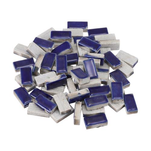 MECCANIXITY 250g Ceramic Mosaic Tiles for Crafts Bulk, Rectangle Dark Blue Ceramic Tile for Mosaic Kits Garden Stepping Stone Cup Mat