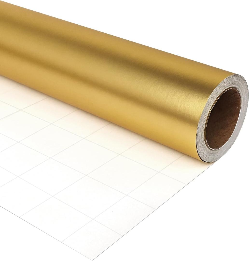 LDGOOAEL Mini Short Small Christmas Wrapping Paper Roll (17 inches X 32.8 feet) - Matte Gold for Holiday, Birthday, Wedding, Baby Shower