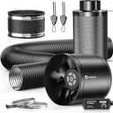 Hon&Guan 8" Air Filtration Kit: 8 Inch Inline Duct Fan with Speed Controller, 16" High Carbon Filter, 16 Ft Ducting & Rubber Coupler, Ventilation System for Grow Tents, Indoor Gardening, Hydroponics