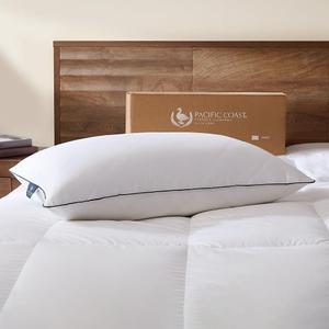 Pacific Coast Bed Pillow, Luxury Hotel Collection Goose Feather and Down Pillow for Sleeping with Classic Diamond Pattern, Medium Supportive, Standard Size 1 Pack