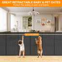 120 Inch Retractable Baby Gates Extra Wide, 41 Inch Reinforced Extra Tall Gate for Large Openings, Mesh Safety Gate for Kids Pets, Retractable Dog Gate for Stair Hallways Doorway Indoor Outdoor, Black