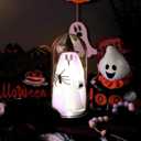 Halloween Decor Light Up Ghost in Dome Cloche Lighted Ghost for Home Mantel Tabletop Party Holiday Table Centerpieces Indoor Decorations, Black