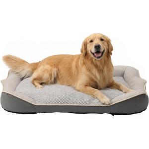 Orthopedic Crate Dog Bed - Waterproof PU Dual-Surface Pet Bed, Comfort Dogs Couch Sofa with Washable Removable Cover,Large Size for Dogs & Crate Use,47.2''