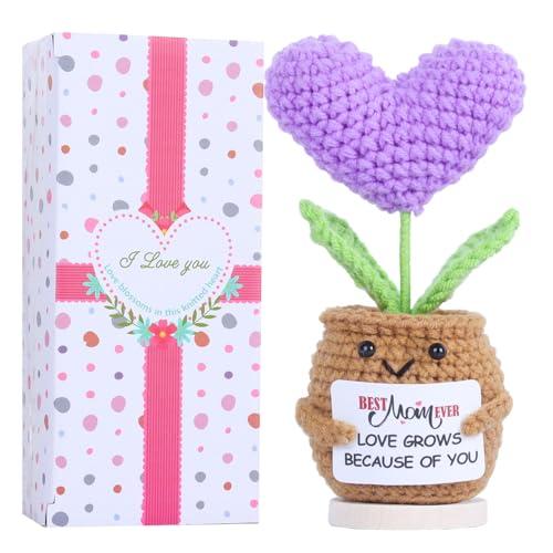 JOULUY Gifts for Mom Mothers Day Birthday Funny Gift Handmade Crochet Unique Presents for Mama Stuffers Daughter Son Positive Cute Love Mom