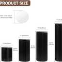 4Pack Cylinder Stands for Party, Foldable Cardboard Columns with 4 Clear Round Top Plates, Cake Display Pedestal Stand for Wedding Banquet Vendor Events Decorative (Black)