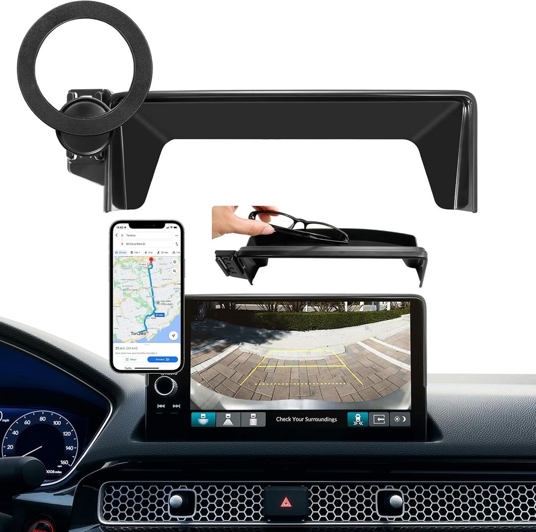 Magnetic Phone Holder for Honda Civic 11th Gen 2022-2026 & Acura Integra 2022+ Accessories, 360 Car Screen MagSafe Phone Mount & Sunglasses Storage Box for Civic Hatchback Sedan, Not Block Air Vent