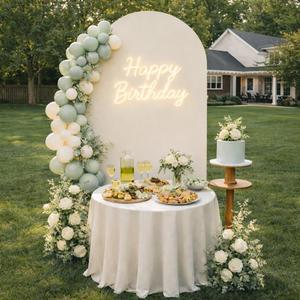 Round Top Arch Backdrop Cover - 7.2FT Spandex Arch Stand Cover for Bridal, Birthday, Wedding, Baby Shower & Banquet Photo Arches Decoration, Cream