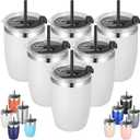 VEGOND Stainless Steel 12 oz Tumblers bulk Vacuum Insulated Double Wall Travel Tumbler with Lid and Straw Reusable Tumbler,White 6 pack