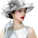 ORIDOOR Women's Organza Cloche Bowler Hat Derby Fascinator for Tea Party Bridal Wedding Hat