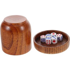 Wooden Dice Cups Set with Lid Stackable Dices Shaker for Bar and Party Games Natural Wood Dice Rolling Accessories for KTV and Game Night