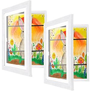 cratth [2-Pack] Kids Artwork Frames Changeable, 8.5 x 11-IN Frames for Kids Artwork, Front Opening Picture Frames, Home Decor, Up to 150 Pcs of Kids Art Frame, Craft Storage, Hanging Wall Decor, Art
