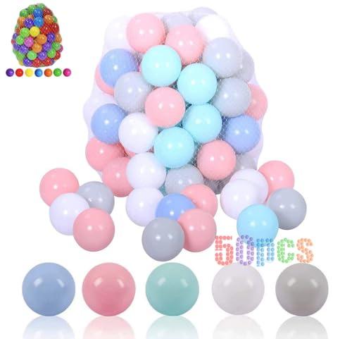 LANGXUN Balls Soft Plastic Ball Pit Balls for Kids, Gift for Baby Toddler Birthday Christmas, Ball Pit Play Tent, Baby Kiddie Pool Water Toys, Party Decoration, 50 Pcs