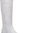 GLOBALWIN Women's Knee High Long Pointed Toe Western Cowboy Boots For Women (White)