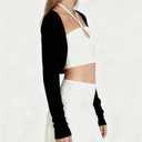 Womens Long Sleeve Casual Cardigan Cropped Bolero Thin Open Front Shrug for Dresses Tank Tops Dressy Elegant Cardigans (Black,Large)
