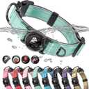 Upgrade Airtag Dog Collar,with IPX8 Waterproof AirTag Holder | Reflective Ultra-Durable | Soft Padded | Lock Buckle | Heavy Duty | Fit Small Medium Large DogsTealL(17"23")
