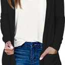 DB MOON Womens Long Cardigan 2026 Fall Lightweight Long Sleeve Open Front Sweater with Pockets (Medium, Black 01)