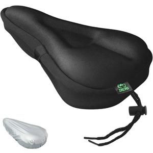 Zacro Bike Seat Cushion - Gel Padded Bike Seat Cover for Men Women Comfort, Extra Soft Exercise Bicycle Seat Compatible with Peloton, Outdoor & Indoor Bike Saddles (Black(silver waterproof cover))