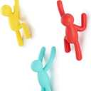 Umbra Buddy Wall Hooks  Decorative Wall Mounted Coat Hooks for Hanging Coats, Scarves, Bags, Purses, Backpacks, Towels and More, Set of 3, Bright Multicolored (Sky Blue, Yellow, Red)