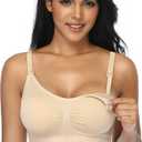 GXXGE Nursing Bra for Breastfeeding Maternity Bras Push Up Silk Seamless Pregnancy Bralette Underwear Black Beige Rosered L