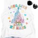 Magical Castle Tank Top Women: Magic Kingdom Shirts Cute Graphic Holiday Vest Summer Vacation Sleeveless Shirt, XX-Large, White
