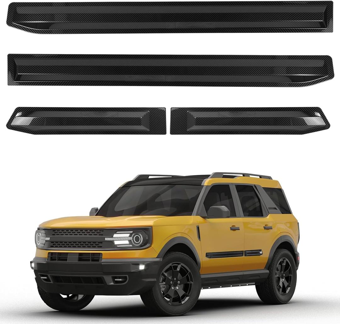 Side Door Guards Protector Compatible with Ford Bronco 4 Door 2021-2025 (Not for Bronco Sport), ABS Carbon Fiber Body Molding Guard Trims Strips