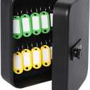 Decaller 20 Key Storage Lock Box with Code, Wall Mount Metal Security Key Cabinet with Combination Lock, 7.87" x 6.30" x 2.95", Black