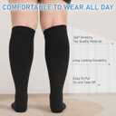 KEKING Extra Wide Calf Compression Socks for Men & Women, 20-30 mmHg Compression Stockings Open Toe - Plus Size Knee High Support Hose for Varicose Veins, Pain Relief, Swelling, Black M