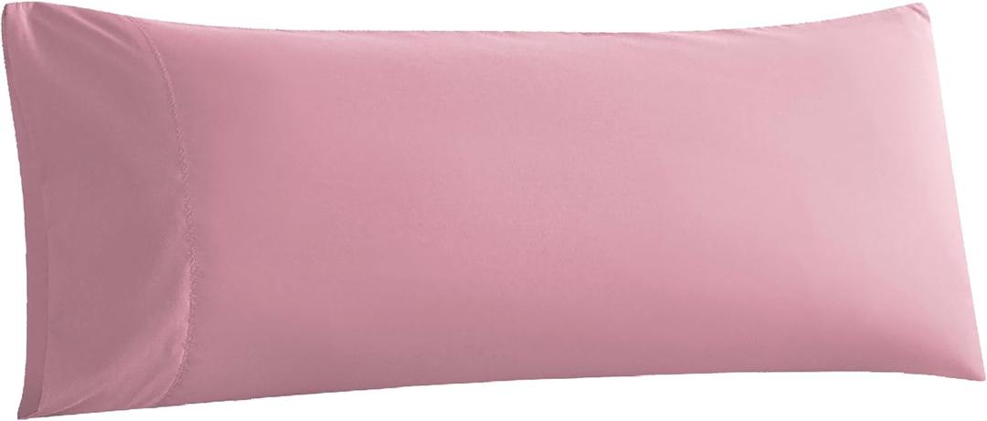 WhatsBedding Body Pillow Cover, Ultra Soft Microfiber Pillowcases, Breathable Long Pillow Case, Envelope Closure - Pink (20x54 inch)