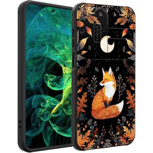 for Galaxy A16 5G Case with Slide Camera Cover,Heavy Duty Dual Layer Hybrid Shock Proof Protective Rugged Bumper Case for Samsung Galaxy A16 5G 6.7" 2024,Cute Fox Moon with Plants