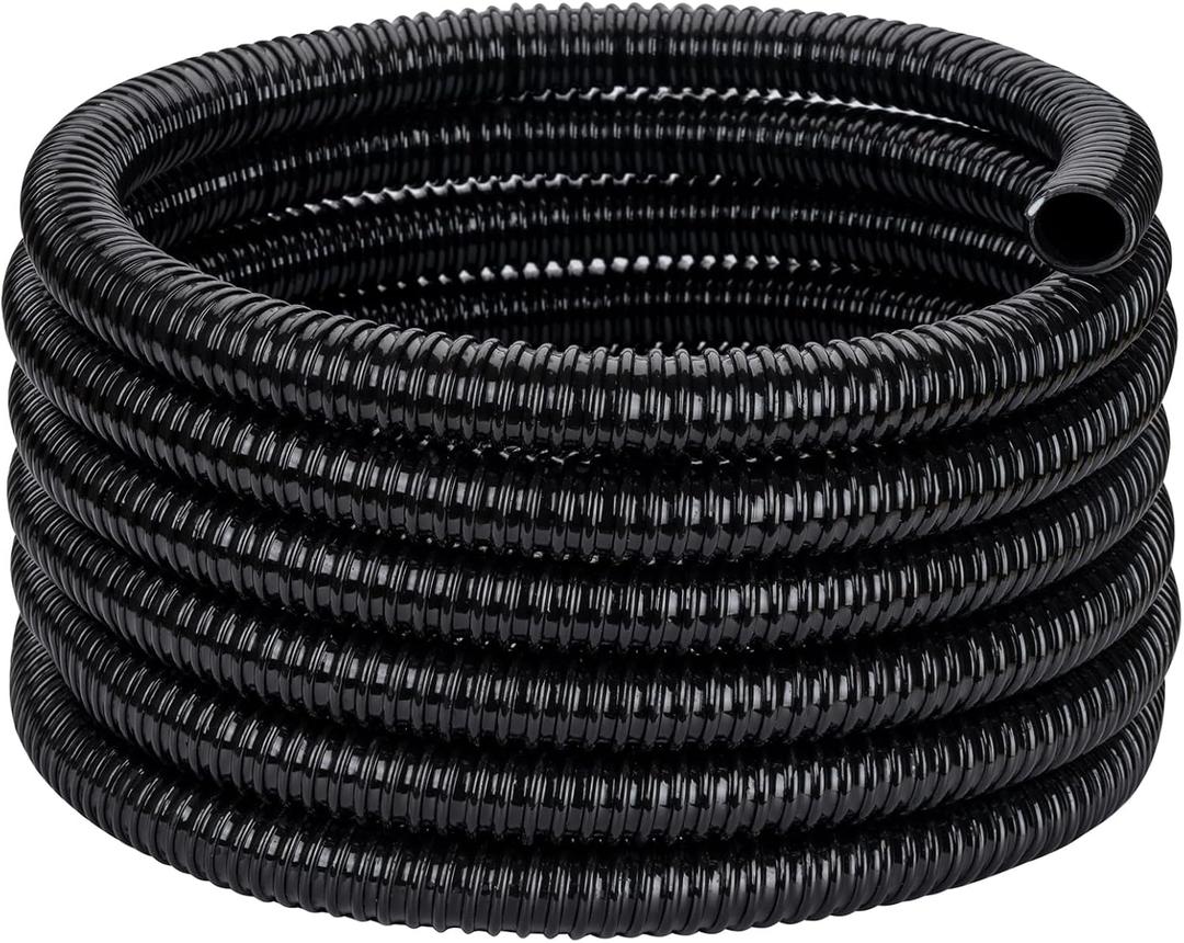 Pond Tubing ID 2" × 50ft Black Corrugated Flexible Pump Hose
