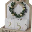 Sfozstra Christmas Wooden Countdown Advent Calendar with Bow Garland Simple Room Design Numebr Calendar to Meet the Christmas Countdown Calendar, Tabletop Calendar Decoration