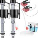 Universal Toilet Flusher Replacement Kit, Water-Saving & Height Adjustable Fill Valve, 2-Inch Flapper, Quiet & Anti-Siphon Toilet Repair Kit Inside Tank, Easy to Install (Red, 2-Pack)