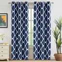 Melodieux Navy Blue Moroccan Blackout Curtains 72 Inches Long for Bedroom Living Room, Room Darkening Grommet Drapes, 42" W x 72" L, 2 Panels (42"W x 72"L (Pack of 2))