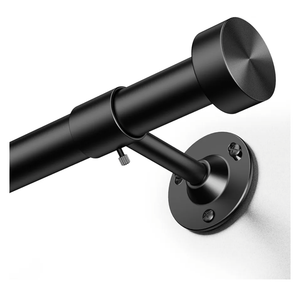 YaFex Heavy Duty Curtain Rods 32-150 Inch, 1 Inch Adjustable Black Curtain Rod for Windows, Extra Long Window Treatment Rods with Aluminium Finials, Easy Installation