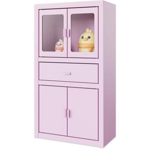 Mini Cabinet for Desk, Cute Small Locker for Girls, Metal Desktop Organizer with Drawer, Mini Cabinet for Miniature Display, Accessories Organizer for Desktop, Pink Mini Cabinet for Desk, Cute Small Locker for Girls, Metal Desktop Organizer with Drawer, Mini Cabinet for Miniature Display, Accessories Organizer for Desktop, Pink