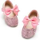 Kiderence Toddler Girls Dress Shoes Little Kids Mary Janes Ballet Flats Toddler, Pink, 7M