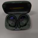 PocBuds Bluetooth Headphones Wireless Earbuds 80hrs Playtime Wireless Charging Case Digital Display Sports Ear Buds with Earhook Deep Bass IPX7 Waterproof Over-Ear Earphones for TV Phone Laptop Olive