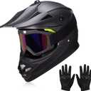Youth Kids Dirt Bike Helmets Motocross Offroad ATV BMX MX Dirtbike Motorcycle Helmet J-01 with Goggles and Gloves DOT Approved, XL
