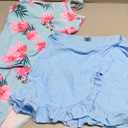 Girls Swimsuits 3 Piece Tankini Bathing Suit Set Cute Bikini Swimwear with Cover Ups Beach Skirt 5-16 Years
