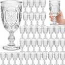 36 Pack Plastic Goblets 10oz Upgrade Vintage Water Goblet Plastic Wine Glasses Colored Retro Embossed Glassware for Party Wine Bar Juice Baby Shower Wedding Reception Grand (Clear)