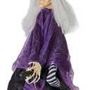 VINGLI Halloween Decor Animatronics Talking Outdoor Decorations with Voice Control Light Up Eyes Kick Legs for Indoor Party Prop and Outdoor Lawn Patio Yard Decor House Garden, 3FT Hanging Witch