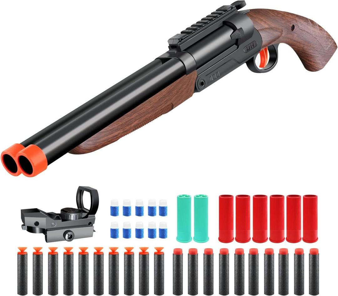 Double-barreled Toy Gun - Two Modes Realistic Soft Bullet Toy Guns Blaster with Sight - Educational Shooting Toy Shotgun - Gifts for Boys Christmas Birthday Halloween Present