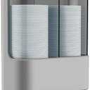 LBTING Water Cooler Cup Dispenser, Pull Type Cup Holder Wall Mounted Fit 4oz - 6oz Small Cup, Double Tube Disposable Cups Dispenser for Cone or Flat Bottom Cups – Gray