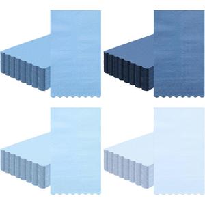 Zhanmai 100 Pack Cocktail Napkins 4.3 x 7.9 Inch Scalloped Napkins Beverage Napkins Gradient Color Paper Napkins with Scalloped Edges Thick Disposable Luncheon Napkins for Party Supplies (Dusty Blue)